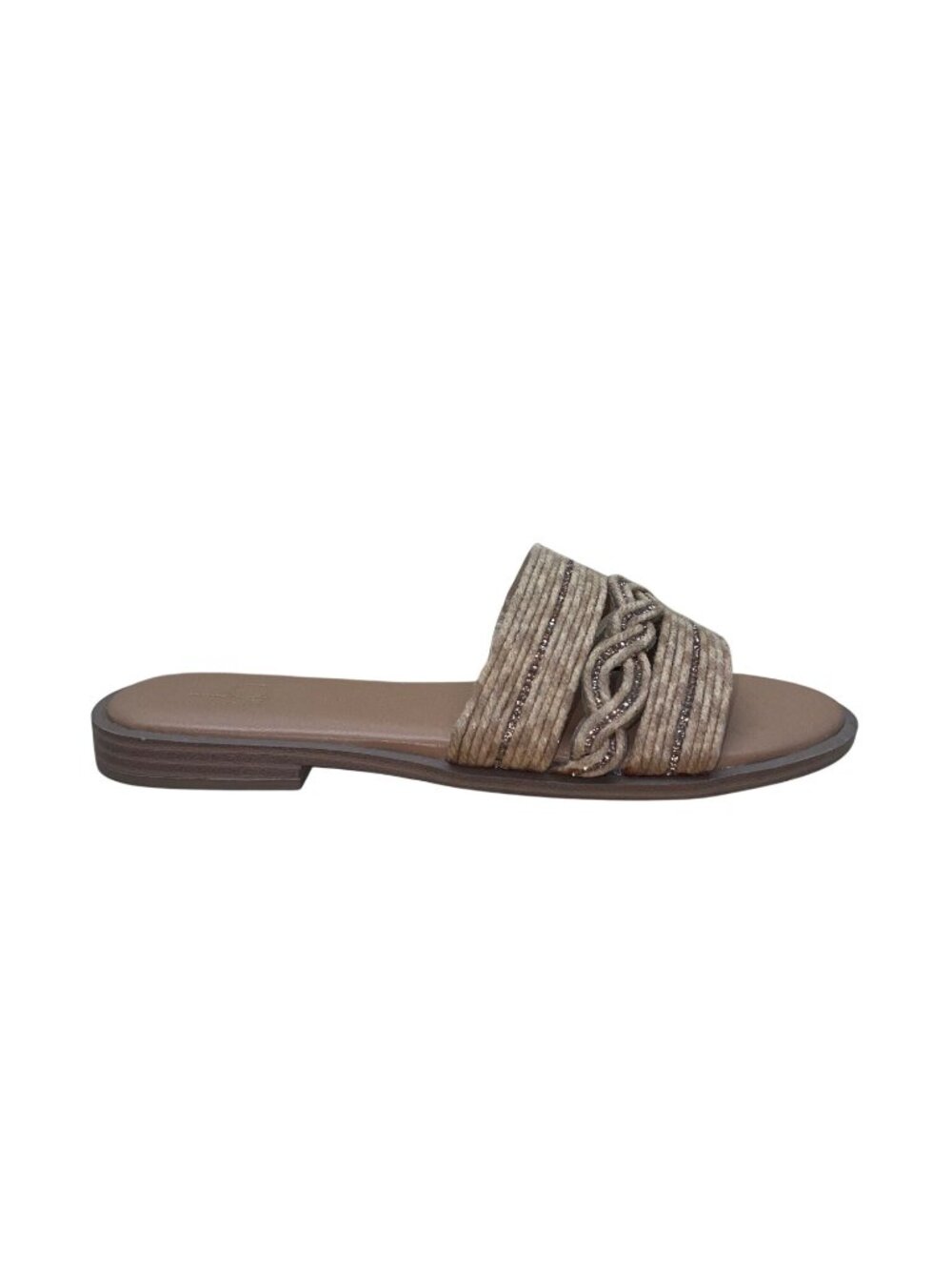 Bks Women’s Brown Braided Embellished Strap Slide Benda Casual Sandals Size 7